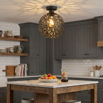 Produktbild von Opviq, Moderne Pendelleuchte Schwarz, Metallkörper, Ø25 cm, IP20