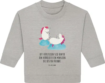 Produktbild von Mr. & Mrs. Panda Organic Baby Pullover Einhorn Sekt 24. - 36. Monat - Heather Grey - Geschenk, Bullover, Korken, Party, Beste, Einhörner, Freundin, Unicorn, BFF