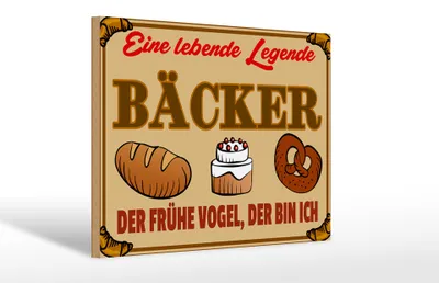 Produktbild von Holzschild Essen 30x20cm Lebende Legende Bäcker Brot