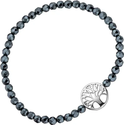 Produktbild von JOBO Armband Lebensbaum 925 Sterling Silber mit Hämatit schwarz flexibel