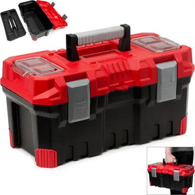 DEUBA® Werkzeugkoffer Klickverschlüsse Antirutsch Griff Vorhängeschloss Werkzeugkasten Werkzeugbox Werkzeugkiste Toolbox