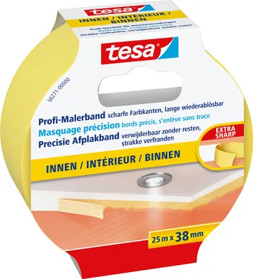 Obrázok produktu pre TESA 56271, maliarska páska, Papája, Žltá, Hladké, Akrylová farba, alkydová farba, latexová farba, 150 dni
