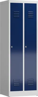 Produktbild von ClassiX Garderobenschrank, 2 Abteile, 1800 x 590 x 500 mm, lichtgrau/enzianblau