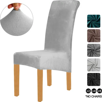 Obrázek produktu pro XL Velvet Stretch Jídelní židle kryty - Elastan Plyšové židle Kryty Pevné velké jídelní židle Chránič Home Dekor