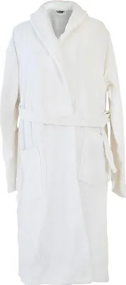 Produktbild von Bademantel weiß Größe L ca. 500 g/m² mit Schalkragen, Länge 120 cm