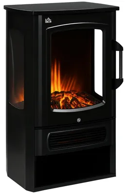 Productafbeelding van Elektrische haard, realistische vlammen, 2 warmtestanden, oververhittingsbeveiliging, staal, zwart, 44,5 x 32 x 74 cm