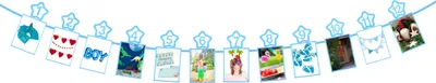 Produktbild von Oblique Unique Monatsgirlande 12 Monate + Sterne Baby Girlande Babyshower Junge Geburtstag Geschenk - blau
