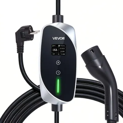Produktbild von Mobile Wallbox, 3,6 kW 16 A, tragbares EV-Ladegerät Typ 2, einphasiges Ladegerät für Elektrofahrzeuge mit 6 m Ladekabel, Schuko16A-Stecker, LCD, einstellbare EV-Ladestation, IP66-Steuerbox
