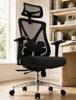 Produktbild von Hoolamyie Bürostuhl ergonomisch 200 kg, Schreibtischstuhl mit Kopfstütze, 3D-Armlehnen, Lordosenstütze, Sitztiefe, Netzstuhl Homeoffice