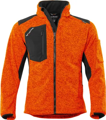 Produktbild von Qualitex Strick-Fleecejacke - wärmende (melange) Strickfleece-Übergangsjacke - Softshell & Cordura - in Farbe: orange/meliert - Herren: XXL - Damen: 52