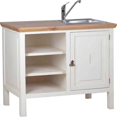 Produktbild von MiaMöbel Küchenmodul Mexico Möbel 108x91x65 cm Landhausstil Massivholz Pinie Weiß