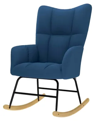 Produktbild von Schaukelstuhl, Schaukelstuhl, blauer Stoff, 61 x 78 x 95 cm