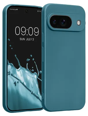 Produktbild von kwmobile Handyhülle für Google Pixel 9 Hülle - weiche Silikon Case metallisch schimmernd - Schutzhülle Cover - Metallic Karibikblau