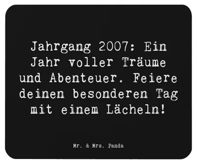 Produktbild von Mr. & Mrs. Panda Mouse Pad Spruch 2007 Geburtstag - Schwarz - Geschenk, besonderer Tag, Happy Birthday, Geburtstagsgeschenk, mousematte, Jahr, Alter, computer mousepad