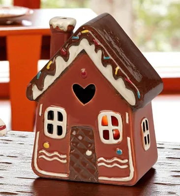 Produktbild von formano Windlicht Haus 18 cm Herbst Weihnachtsdeko Keramik handbemalt