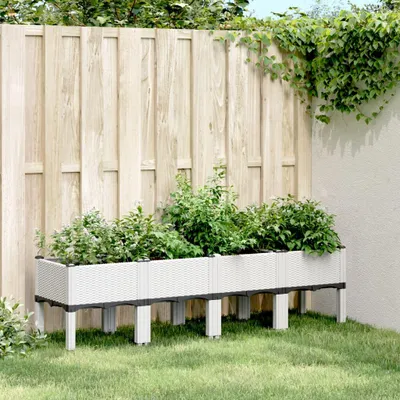 Zdjęcie produktu dla vidaXL Sadzarka z nogami biała 160x40x42 cm PP
