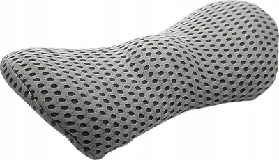Produktbild von Orthopädisches Lendenkissen aus Memory Foam GRAU - Lendenwirbelkissen mit Befestigungsgurt für Bett, Auto, Bürostuhl - Rückenkissen zum Schlafen