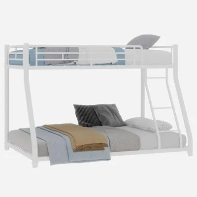 Obrázek produktu pro Dvoupatrová postel s kovovou konstrukcí - horní lůžko 90 x 190 cm - spodní lůžko 140 x 190 cm - bezpečnostní žebřík - celoplošné boční zábrany - bílá barva