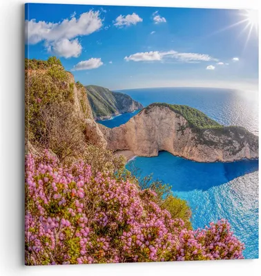 Produktbild von Bild auf Leinwand - Leinwandbild - Meer Sommer Blume - 70x70cm - Wand Bild - Wanddeko - Wandbilder - Leinwanddruck - Bilder - Kunstdruck - Wanddekoration - Leinwand bilder - Wandkunst - AC70x70-3741