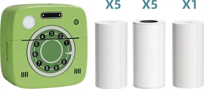 Produktbild von Mini-Thermodrucker, Sofortfotodrucker, Etikettendrucker, BT, kompatibel mit Android/iOS, mit 6 Thermopapierrollen+5 selbstklebenden Thermopapierrollen