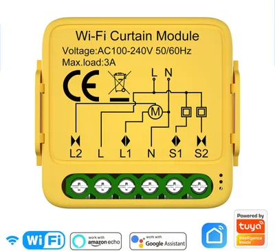 Produktbild von Tuya WIFI Intelligentes Vorhangmodul Lamellenschalter Elektrisch motorisierter Vorhang-Rollladen-Steuerschalter APP-Fernbedienungen Kompatibel mit Alexa und Google Assistant fuer Sprachsteuerung Gateways erforderlich