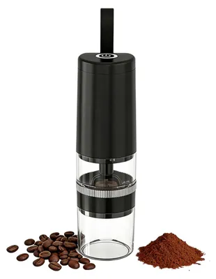 Obrázek produktu pro Elektrický mlýnek na kávu Zimilo s USB, keramický mlecí mechanismus, 5 stupňů mletí, automatické vypnutí, přenosný, tichý motor, průhledná nádoba, černý