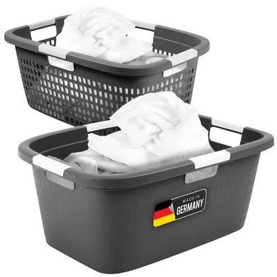 Produktbild von Novaliv Wäschekorb 40L + Wäschewanne 40L, Wäschebox Set Wäscheeimer Wäschebehälter für Bad Wäsche Schmutzwäsche, Wäschekörbe Wäschewanne Laundry Basket Wäschetonne Korb Sammler Box