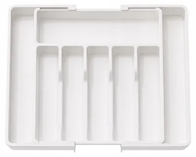 Immagine prodotto di EDIBAZZAR | Organizer per cassetti portaposate, 8 scomparti, inserto estraibile, bianco
