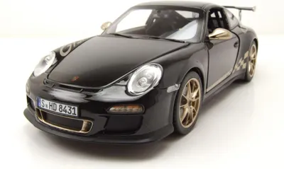 Produktbild von NOREV 1:18 Porsche 997 GT3 RS (2009) Black & white-gold metallic