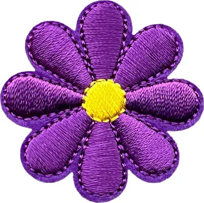 Produktbild von Gänseblümchen-Emblem-Aufnäher zum Aufbügeln, Lila