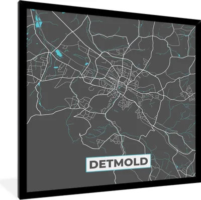 Produktbild von MuchoWow® Gerahmtes Poster Stadtplan - Detmold - Deutschland - Karte 40x40 cm - Poster mit Schwarzem Bilderrahmen Wandposter Rahmen Foto Bilder - Mit Rahmen - Wanddekoration Schlafzimmer