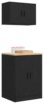 Produktbild von vidaXL Garagenschränke 2 Stk. Schwarz Holzwerkstoff