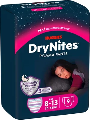 Produktbild von DryNites Mädchen Nachtwindeln, 8-15 Jahre, 9 Stück