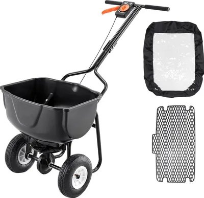 Immagine prodotto di Spandiconcime per prato Spandiconcime - Spandiconcime centrifugo - Capacità 27 kg - Larghezza di spargimento 0-3 m - Pneumatici da 20 cm - Grande tramoggia di riempimento - Per sementi e fertilizzanti per prato