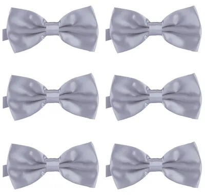 Produktbild von 6er Set DonDon Herren Fliege 12 x 6 cm gebunden und längenverstellbar platin