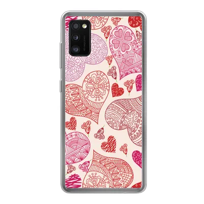 Produktbild von MuchoWow® Handyhülle Schutzhülle Hülle für Samsung Galaxy A41 Eine Illustration mit rosa und roten Herzen Silikon Softcase Handy Hülle - Mobiltelefon