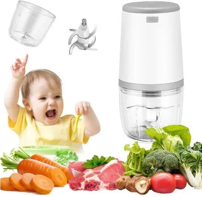 Obrázek produktu pro Mini mixér na dětskou výživu, mini kuchyňský robot o objemu 300 ml, mini elektrický kráječ, mini kuchyňský robot s funkcí nabíjení přes USB.