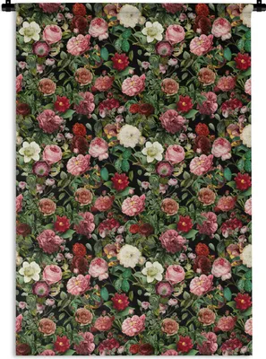 Produktbild von MuchoWow® Wandteppich Wandbehang Pfingstrose - Blumen - Collage 60x90 cm Tapisserie Dekoration Wandtuch - Foto-Teppich - Abwaschbar