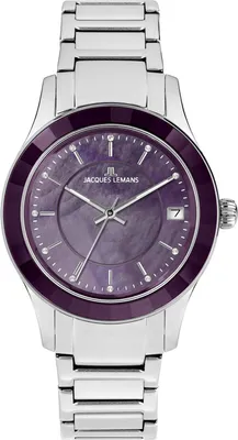 Jacques Lemans 1-2194E Damenuhr Venice Stahl/Perlmutt Lila 1
