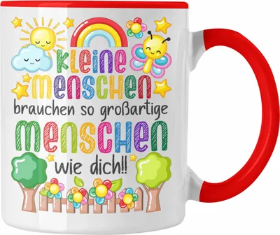 Produktbild von Trendation - Erzieherin Tasse Geschenk Danke Dankeschön Abschiedsgeschenk Beste Kindergärtnerin Spruch Großartige Menschen Wie Dich (Rot)