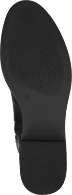 The sole of a black boot is shown against a white background.