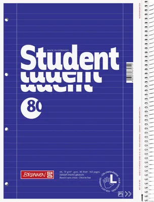 Immagine prodotto di BRUNNEN 1067907 Collegeblock Studente mancino A4 foderato, con linea di margine interna ed esterna, Lin. 27 Copertina: blu