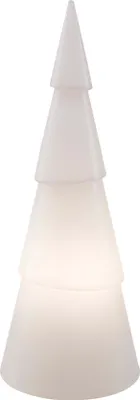 A white, layered, tree-shaped lamp.