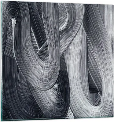 Produktbild von Bilder auf glas - Einteilig - Farbe Pinsel Schwarz - 40x40cm - Glasbilder - Wandbilder - Bilder - zum Aufhängen bereit - Wanddekoration aus Glas - Glas Bilder - Wandbild auf Glas - GAC40x40-5024
