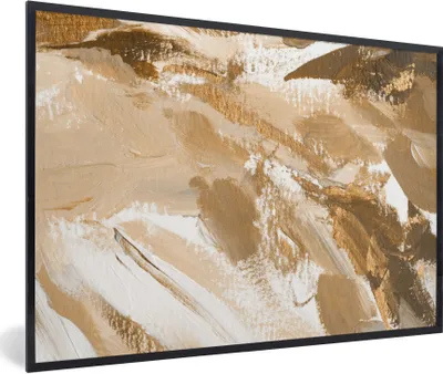 Produktbild von MuchoWow® Gerahmtes Poster Gold - Beige - Abstrakt 90x60 cm - Poster mit Schwarzem Bilderrahmen Wandposter Rahmen Foto Bilder - Fotorahmen - Foto-Plakat