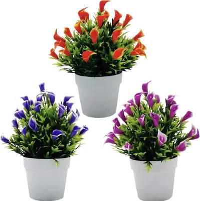 Produktbild von Kunstpflanzen Calla-Lilie, 3 Stück, für Hochzeiten, Büro, Wohnkultur
