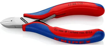 Obrázek produktu pro Knipex 77 02 115, Diagonální kleště, Ocel, Plast, Modrá, Červená, 115 mm, 80 g