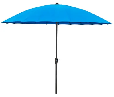 Produktbild von Sonnenschirm ZARBES mit 24 Streben Blau Polyester | Gartenschirm Balkonschirm UV-Schutz