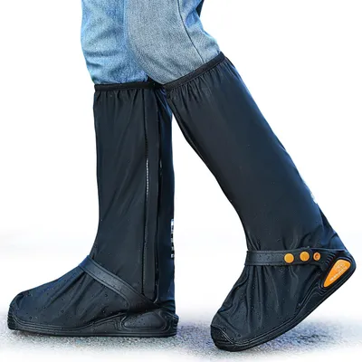 Produktbild von Schwarze Uni Regenüberschuhe,Rutschfest, wasserdicht Schuhüberzieher mit Reflektorstreifen,Regenschuhe für Radfahren, Motorradfahren,Größen 40-42
