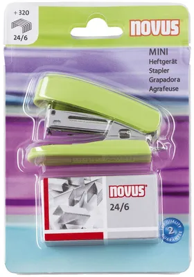Productafbeelding van Novus® 020-1909 Mini-hefter + nietjes - voor 12 vellen, lichtgroen